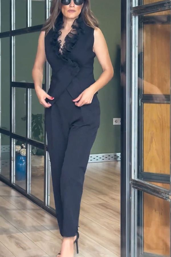 Women's Clothing spring and summer new fashion sleeveless trousers suit INS casual pocket vest two piece suit for women_autovado.com