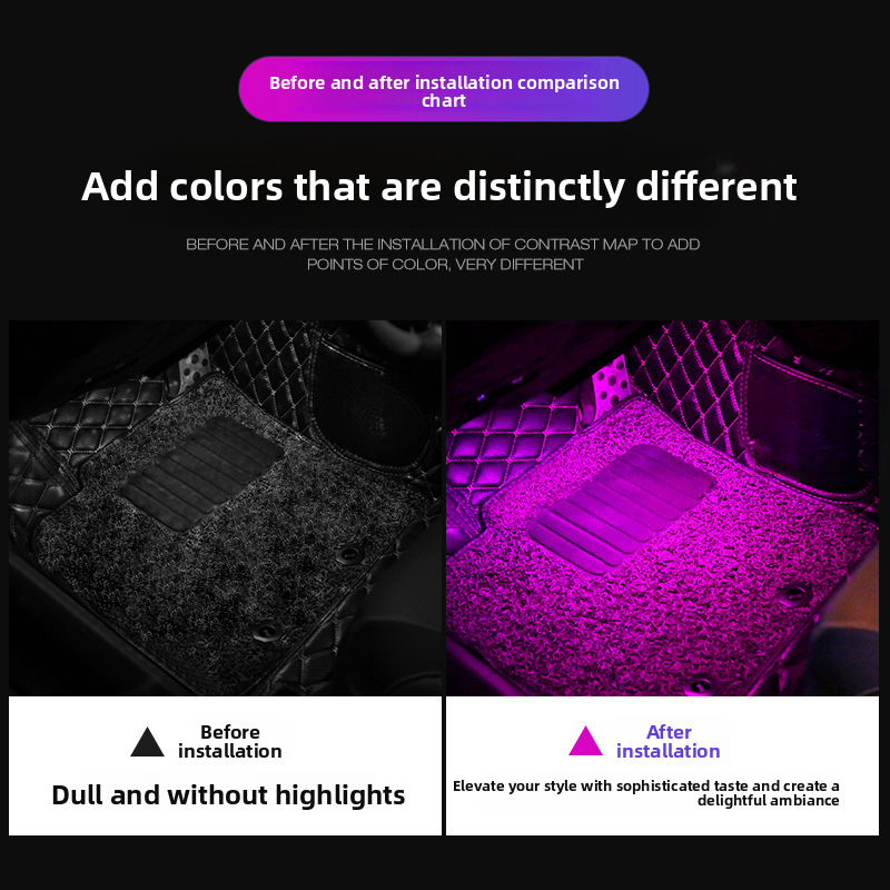 LED Ambient Car Interior Modification Decoration Wireless No Wiring Automatic Intelligent Sensor Footwell Light_autovado.com