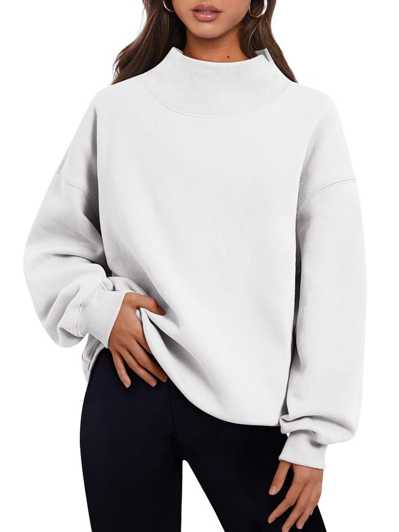 Women's sweatshirt long sleeve turtleneck pullover sweatshirt casual sweatshirt fleece top_autovado.com