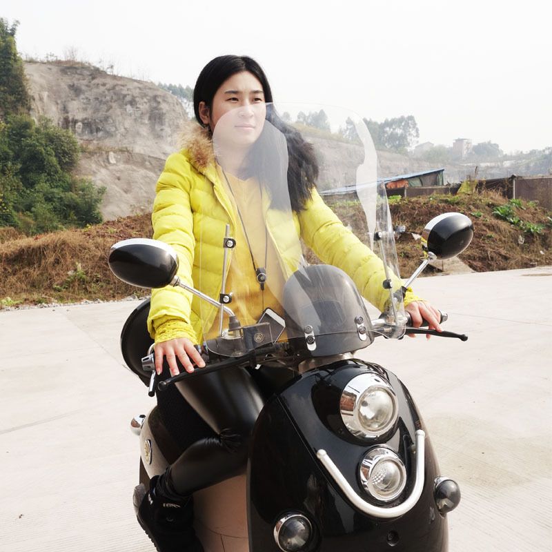 Lingying Large PC Electric Scooter Front Windshield Transparent HD Motorcycle Windscreen Suitable For All Seasons_autovado.com