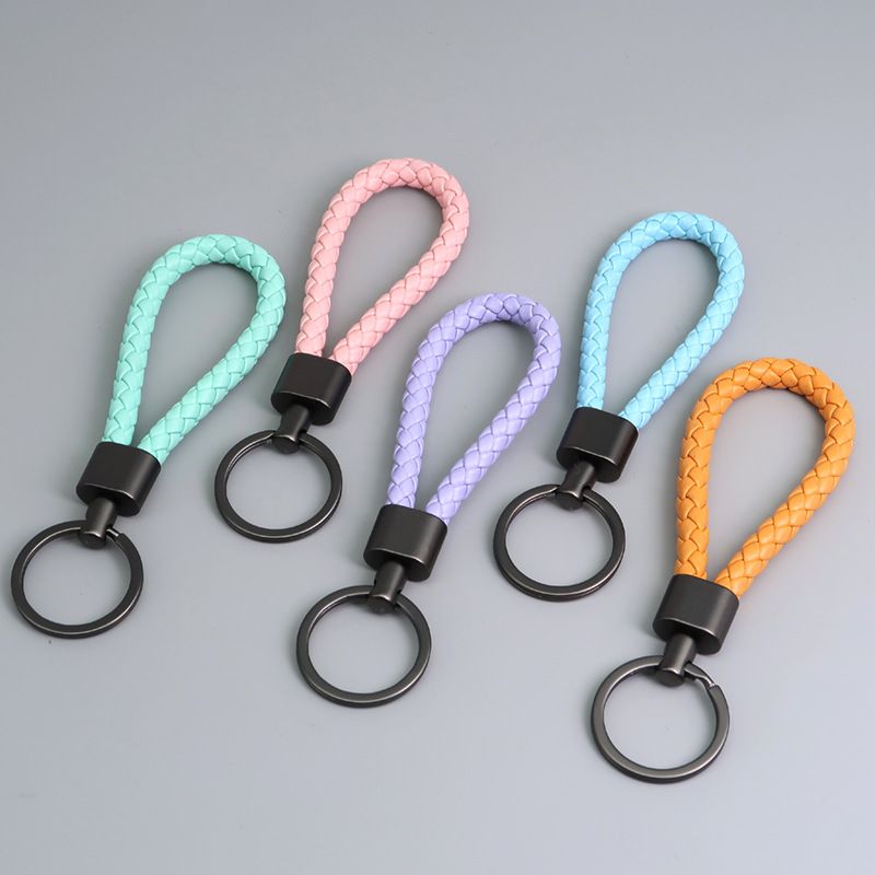 Braided Leather Cord Key Chain Zinc Alloy Button-end Key Ring Ring Car Key Hanging Accessory_autovado.com