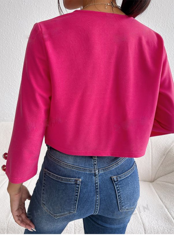 Women's Clothing Fashion Casual Temperament Commuter Niche Top Round Neck Jacket _autovado.com