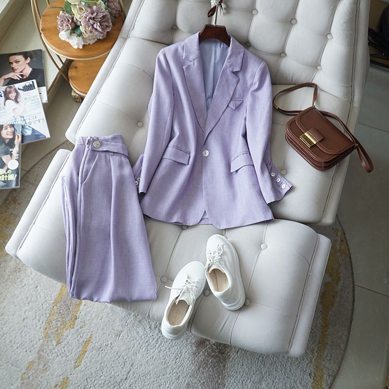 Women's Clothing warm spring healing color shimmer texture pieces heavy industry slim silhouette suit_autovado.com
