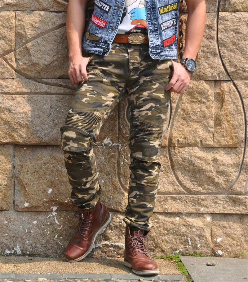 Men's Camo Stretch Jeans - Motorcycle Riding Pants With Breathable Fabric, Comfort Fit For Casual & Outdoor Activities (S-XXXL)_autovado.com
