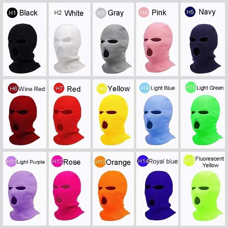 Autumn Winter Yuanbao Needle Three-Hole Knitted Candy Color Wool Hat Head Wrap Neck Warmer Outdoor Cycling Windproof_autovado.com