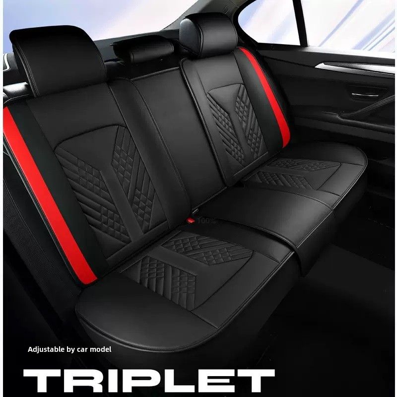 Fashion Sports Car Cushion Four Seasons Universal Full Surrounding High-end Leather Seat Cover Black and White Cushion Light Luxury Seat Cover_autovado.com