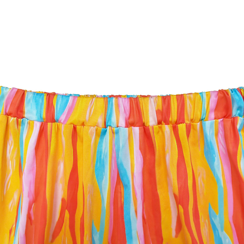 Women's Clothing fashion women's sleeveless tube top striped printed long skirt two-piece set_autovado.com