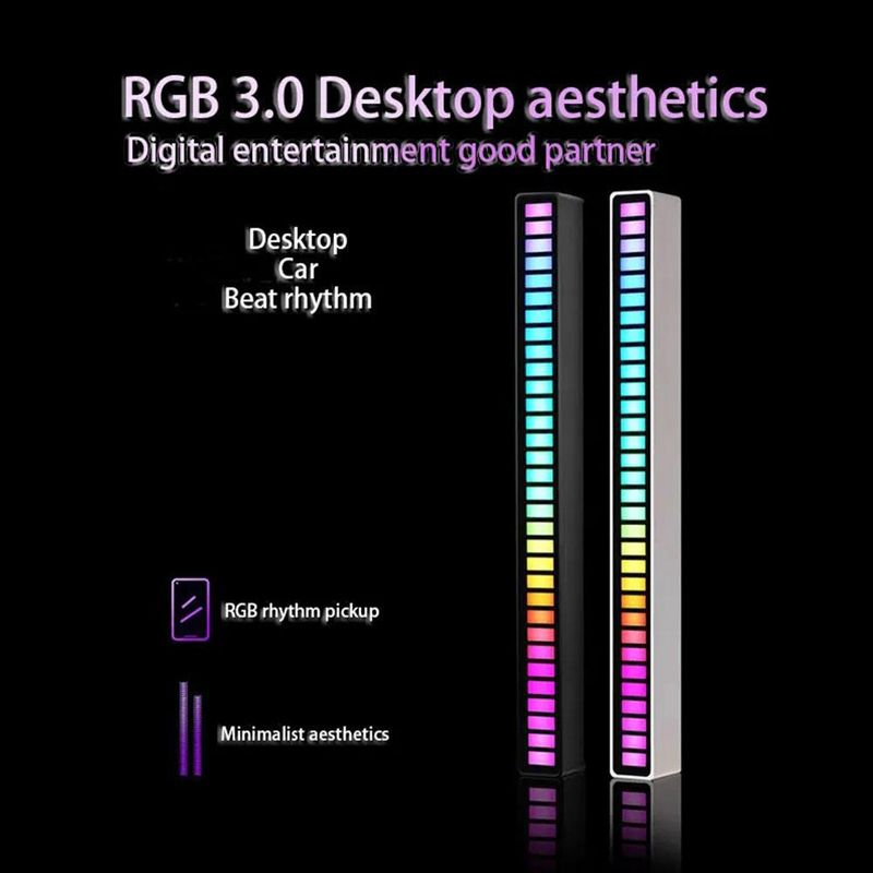 Pick Up Car Atmosphere Light, LED Voice Controlled With APP, Bluetooth RGB Color Computer Desktop Rhythm Sensing Light_autovado.com