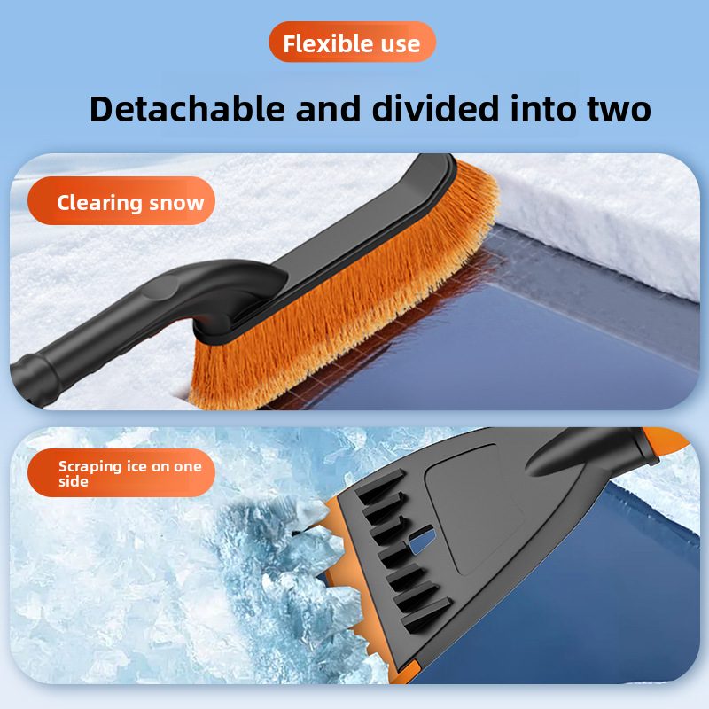 Car Detachable Car-mounted Ice Scraper Brush Winter Tool Rubber Snow Removal Shovel_autovado.com