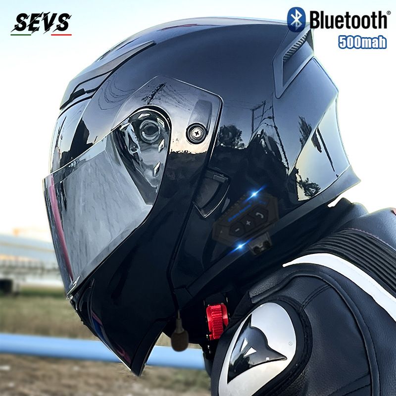 Modular Motorcycle Helmet – Flip-Up Full Face Helmet With Dual Visor & Bluetooth (Matte Black/Gloss White/Cement Grey, Multi-Size)_autovado.com