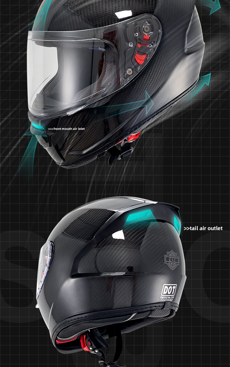 Qike Carbon Fiber Motorcycle Personalized Lightweight Coverage Four Seasons Universal Ultra Light Men's Full Helmet_autovado.com