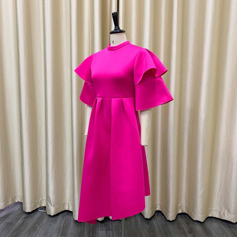 Women's Clothing women's new style double half turtleneck solid color large swing evening dress large size dress_autovado.com