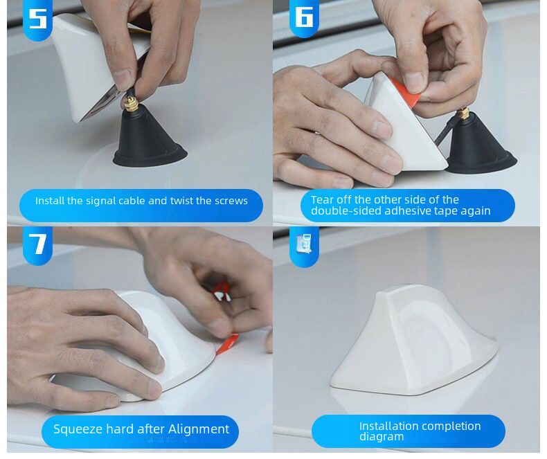 Car decoration shark-fin antenna with signal radio roof pasted tail fin modification free of drilling_autovado.com