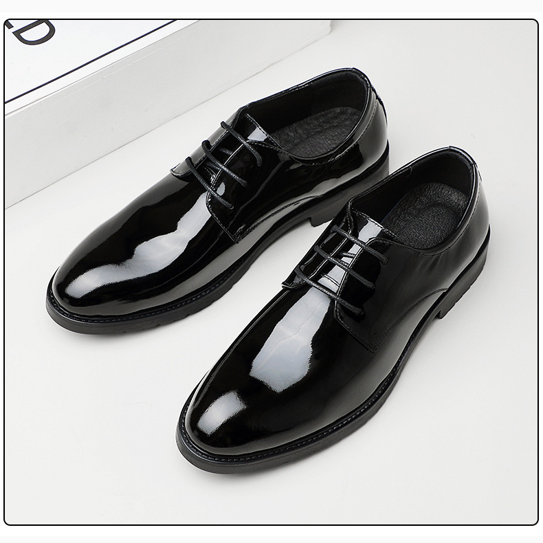 New dress leather shoes bright leather patent leather men business British style pointy wedding party performance leather men's shoes_autovado.com