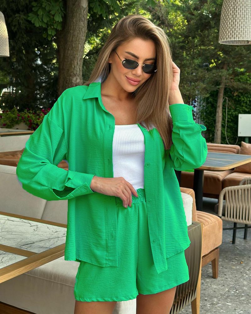 Women's Clothing ladies long-sleeved shorts loose casual women's clothing two-piece suit_autovado.com