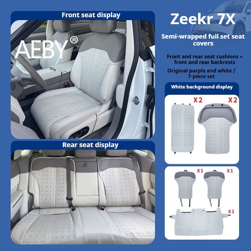 AEBY For ZEEKR 7X 2025 Car Seat Cushion Backrest Set Custom Fit Anti-slip Bottom Easy Install All-Season Covers 2024 New_autovado.com