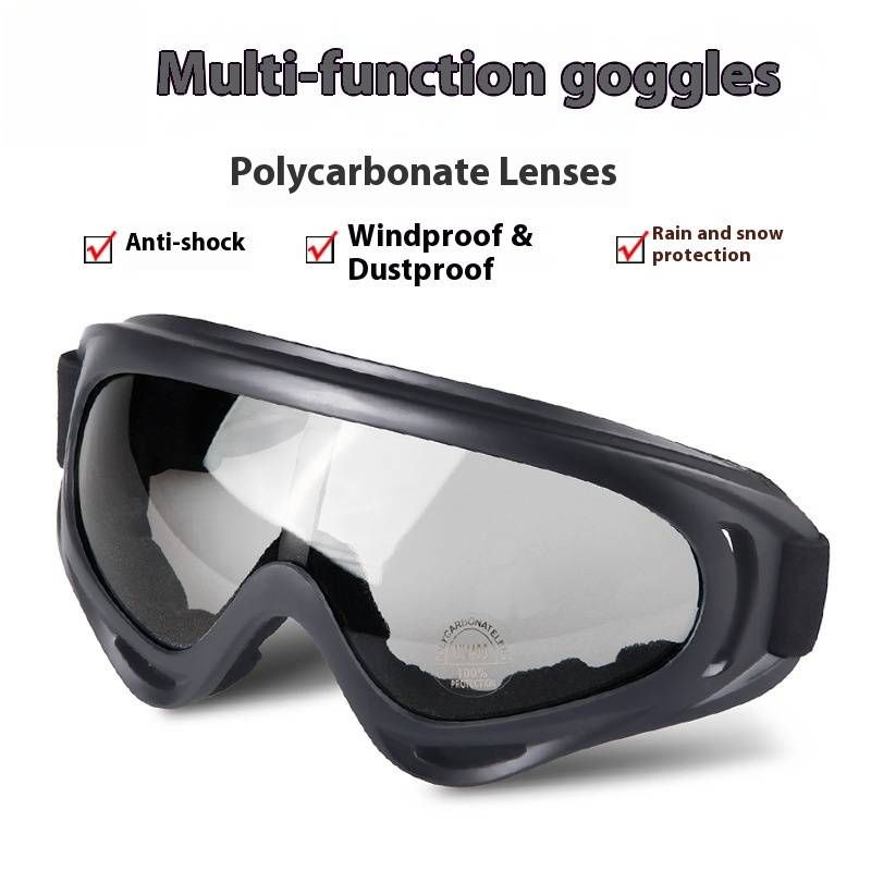 Unisex Anti-Dust Goggles For Cycling, Motorcycling & Outdoor Sports – Windproof, Interchangeable Lenses (Black Frame With Clear/Yellow/Smoke)_autovado.com