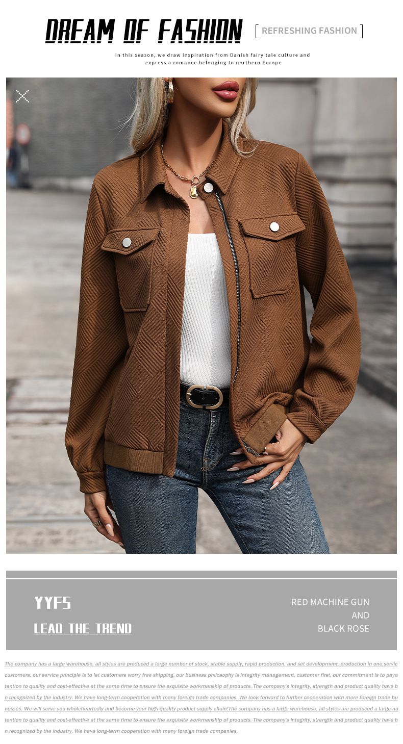 Women's Clothing lapel cardigan autumn new retro Maillard jacket coat_autovado.com