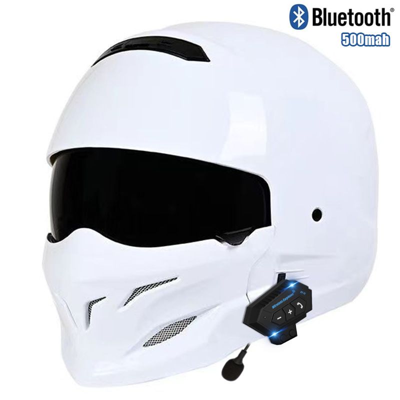 DOT & 3C Certified Retro Motorcycle Half Helmet With Bluetooth – Samurai Black Scorpion Design – Vintage Harley Style For Men_autovado.com