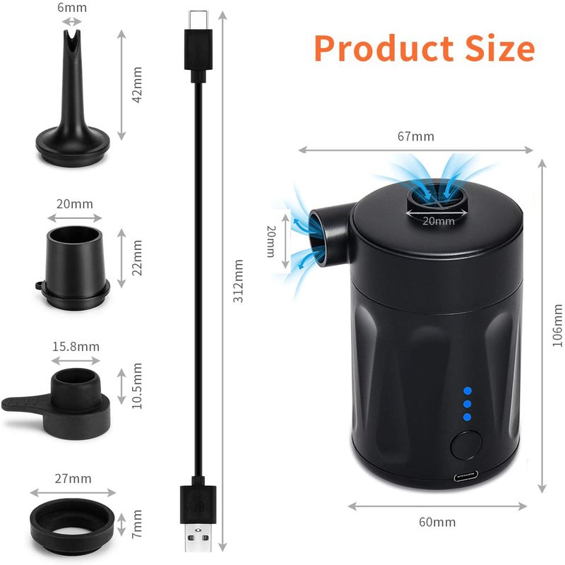 Inflatable Pump Portable Battery Pump Outdoor Wireless Swimming Pool Inflatable Boat Inflatable Bed Vacuum Compression Bag Air Pump_autovado.com