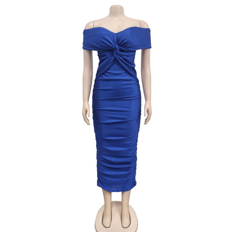 Women's solid color pleated sleeveless long skirt tube top dress_autovado.com