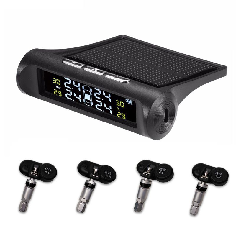Solar-Powered Wireless TPMS With Color LCD Screen - Real-Time Tire Pressure Monitoring System With Audible Alerts For Cars/SUVs_autovado.com