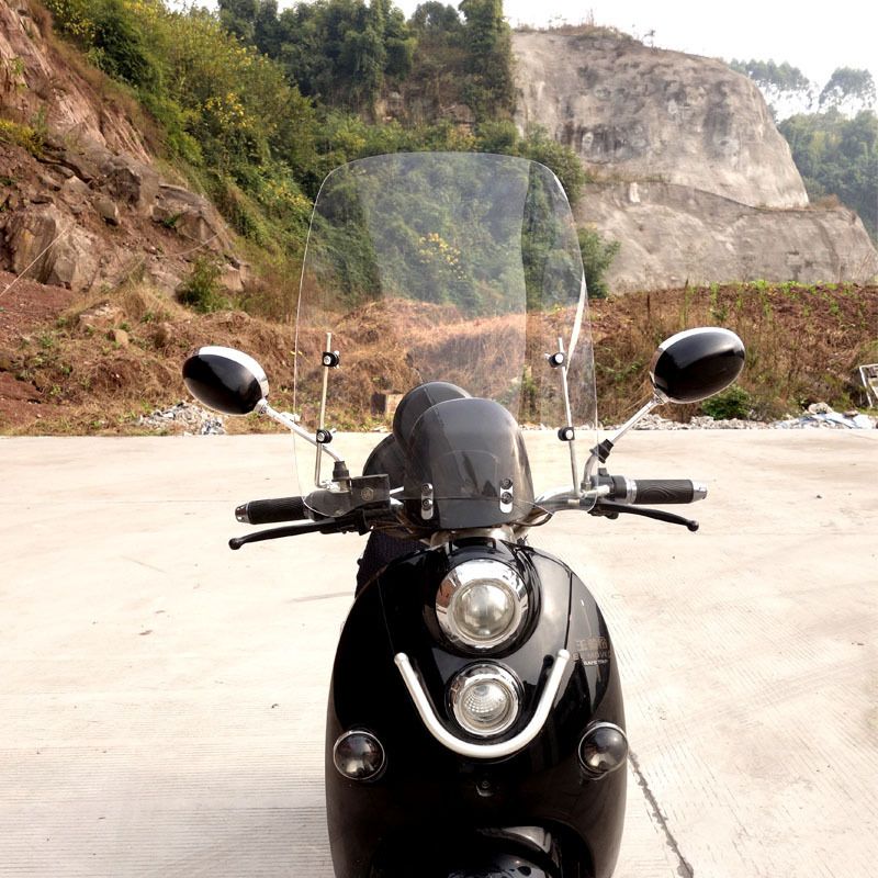 Lingying Large PC Electric Scooter Front Windshield Transparent HD Motorcycle Windscreen Suitable For All Seasons_autovado.com
