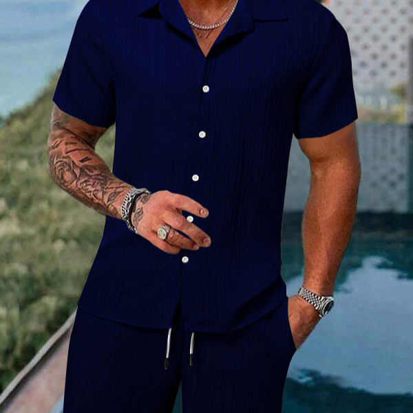 Men's Clothing Polo Casual Loose Short-sleeved Shorts Sports Suit_autovado.com