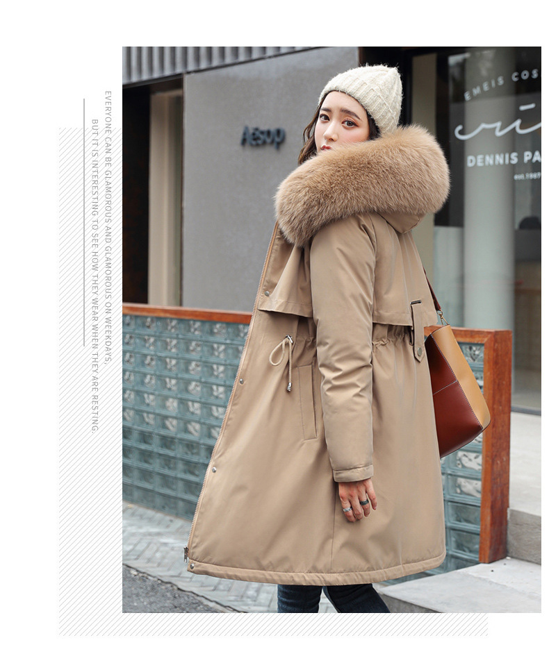 Women's Clothing winter new cotton coat women medium and long large fur collar plus velvet lining parka coat trendy_autovado.com