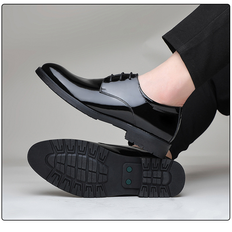 New dress leather shoes bright leather patent leather men business British style pointy wedding party performance leather men's shoes_autovado.com