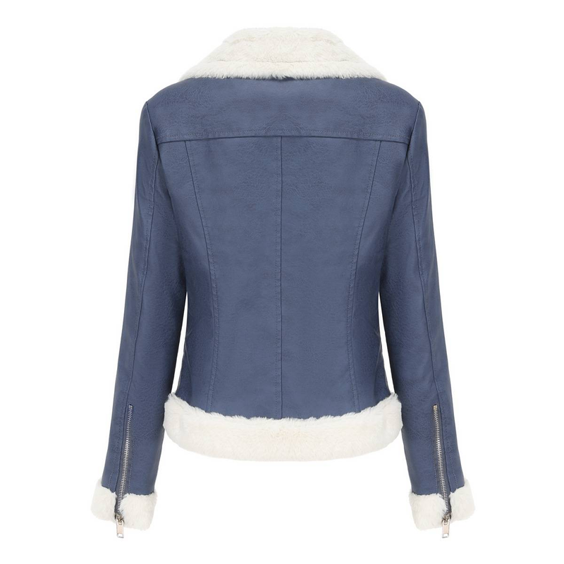 New Suede women's long-sleeved warm lapel jacket European and n commuter casual jacket_autovado.com