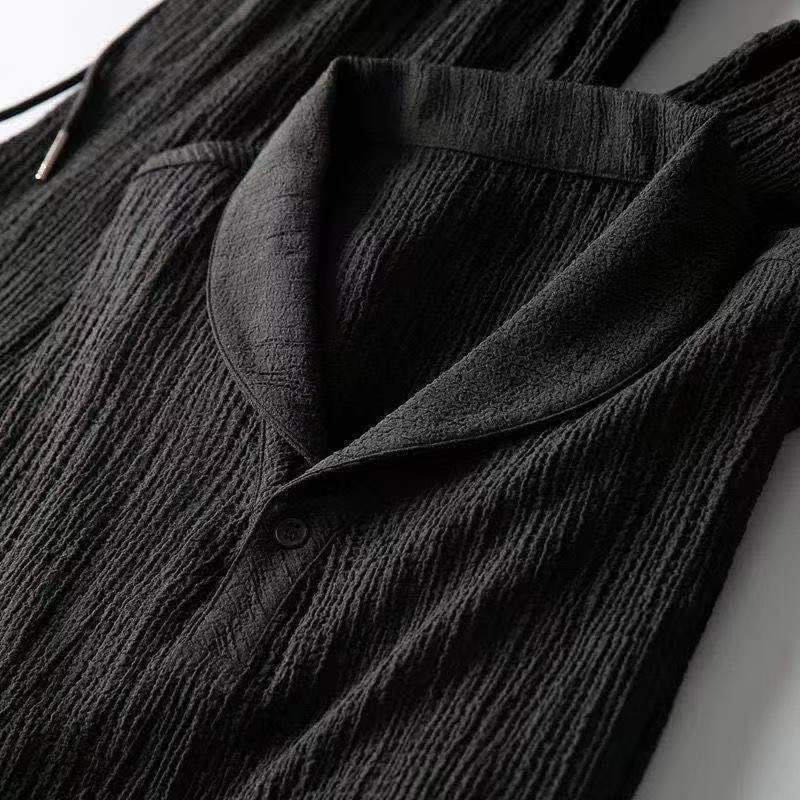 Men's Clothing White Casual Sports Suit For Men In Summer With Lapel, Fashionable, Light Luxury, Pleated Two-piece Suit, Thin And Handsome, Trendy_autovado.com