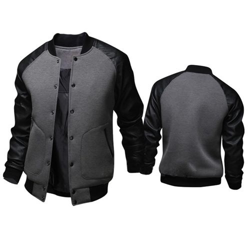 Men's Clothing supply new large pocket leather sleeve men's baseball jacket stand collar jacket J04_autovado.com