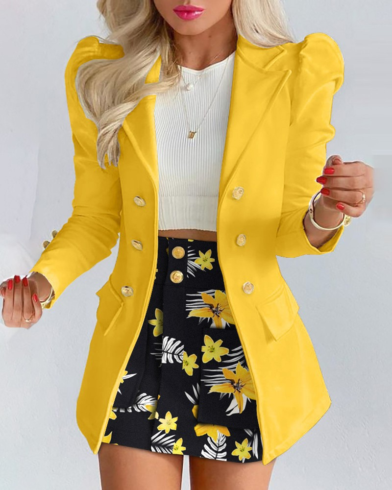 Women's Long Sleeve Blazers Streetwear Flower_autovado.com