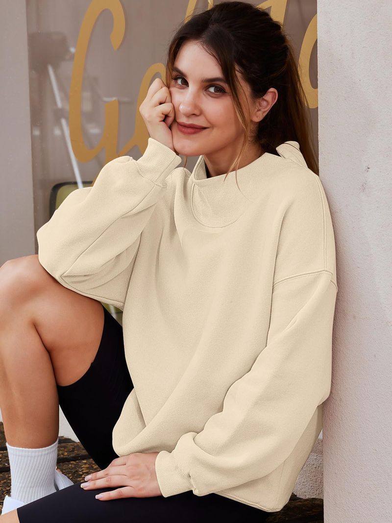 Women's sweatshirt long sleeve turtleneck pullover sweatshirt casual sweatshirt fleece top_autovado.com