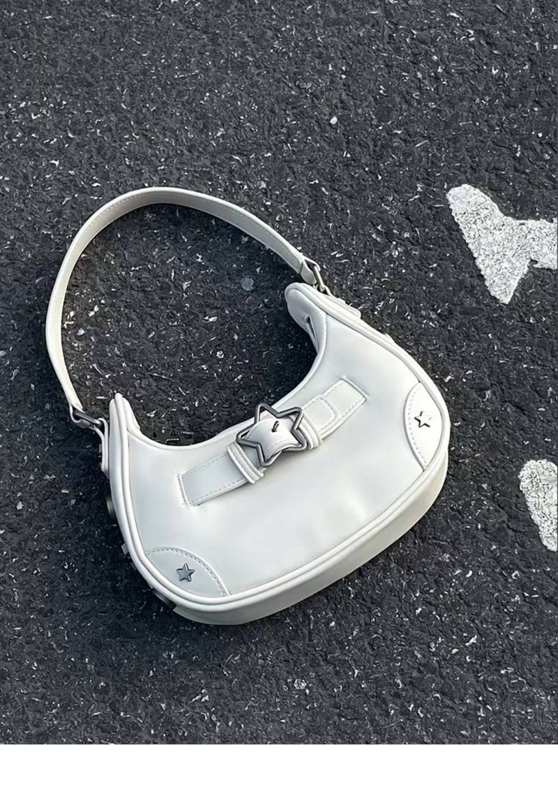 New Baguette Bag For Women Trendy Y2K Underarm Bag Popular PU Leather Star Clasp Shoulder Bag_autovado.com