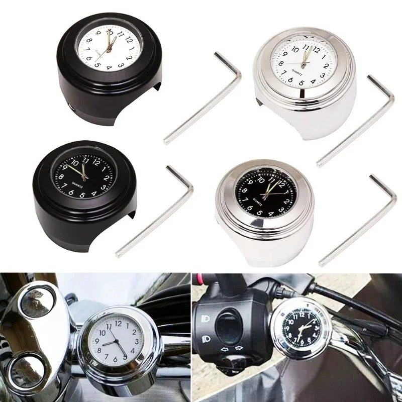 Dustproof Quartz Aluminum Alloy Motorcycle Luminous Time Table Universal Car Handlebar Clock_autovado.com