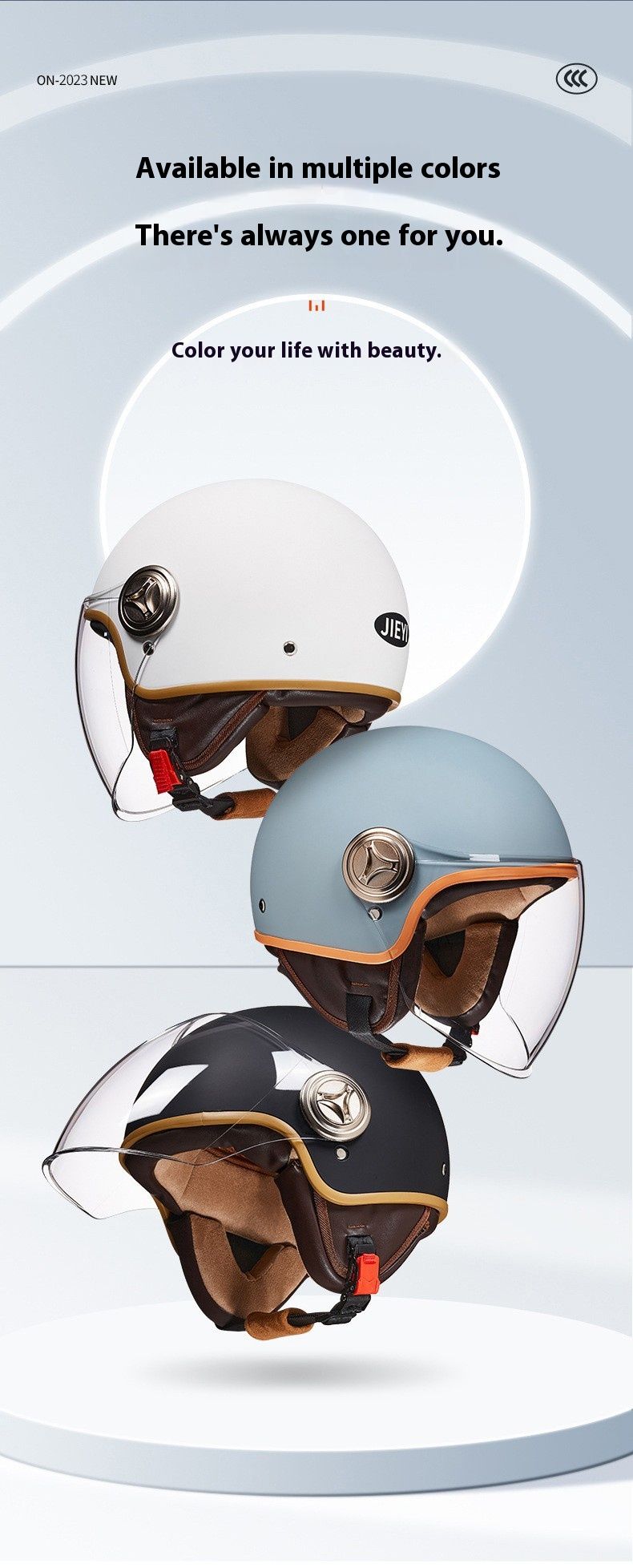 3/4 Motorcycle Helmet With Bluetooth & Cat-Ear Design – Lightweight ABS Shell, 3C Certified, Transparent Visor (Unisex Adult)_autovado.com