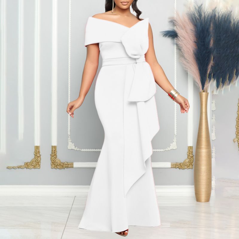Women's Skirts Slant Collar Tube Top Large Size Dress Evening Dress_autovado.com