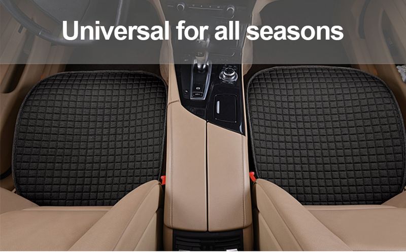 Linen Cover Flax Breathable Car Seat Cushion All Seasons Universal Non-Slip Protector Pad Fits For Sedan Van SUV Truck_autovado.com