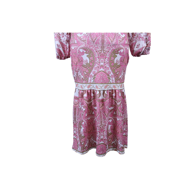 Women'S Autumn New Bohemian Printed Top Mid-Length Covered Arm Skirt Suit for Women_autovado.com