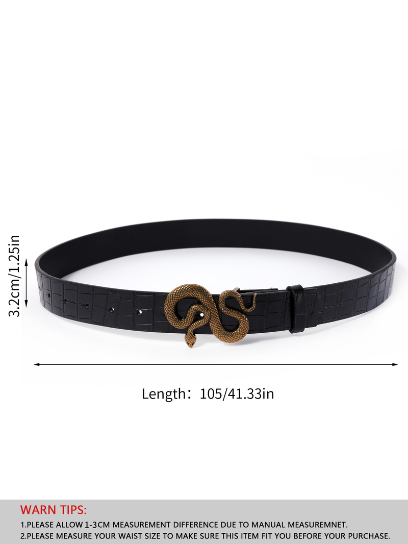 HOT Hot Sale New Fashion Snake Buckle with PU Leather Belt Women Dress Designer Western Vintage Style Black Belts for Girls_autovado.com