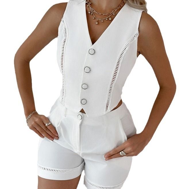 Women's clothing hanging dye lace sleeveless fashion casual suit _autovado.com