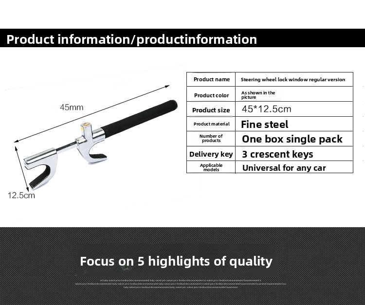 New Car Steering Wheel Multifunctional Adjustable Telescopic Security Anti-theft Thickened Window-breaking Metal_autovado.com