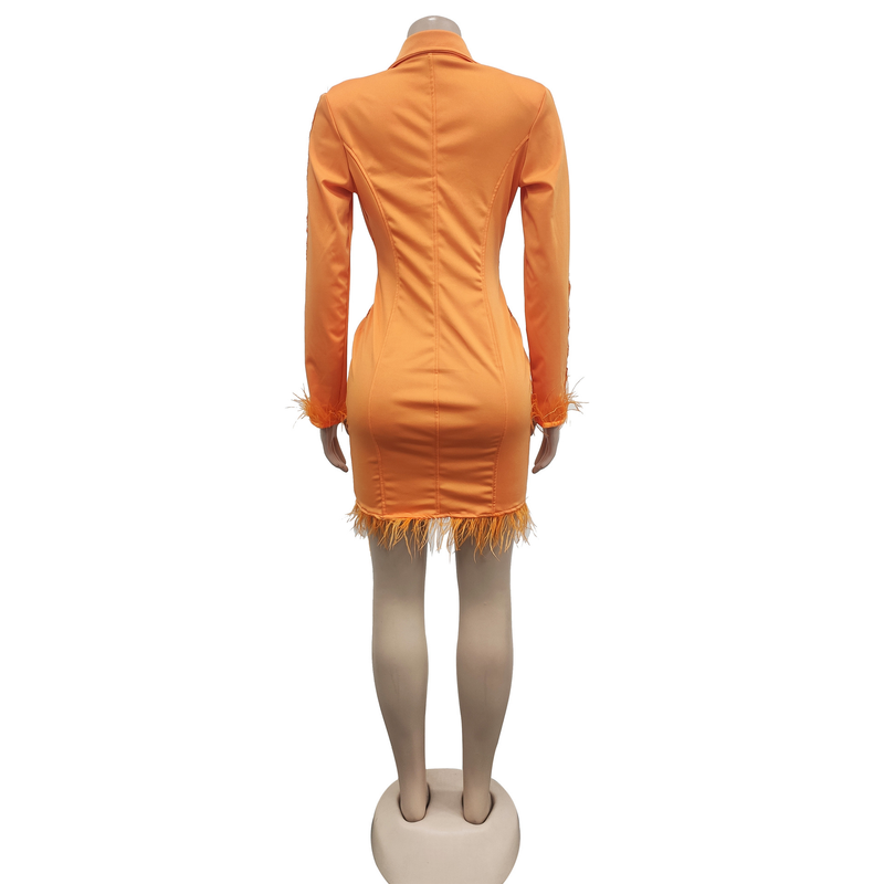 Women's fashion women's V-neck long-sleeved double-breasted tassel openwork dress_autovado.com