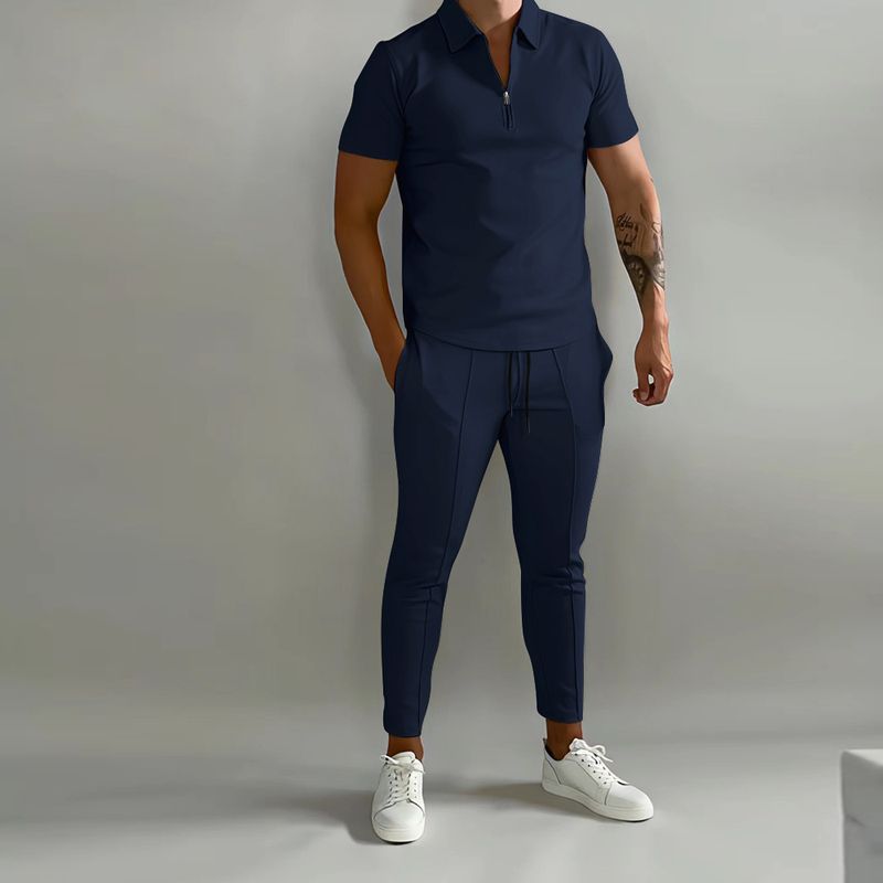 Men's Basic Solid Color Casual Sports Suit_autovado.com