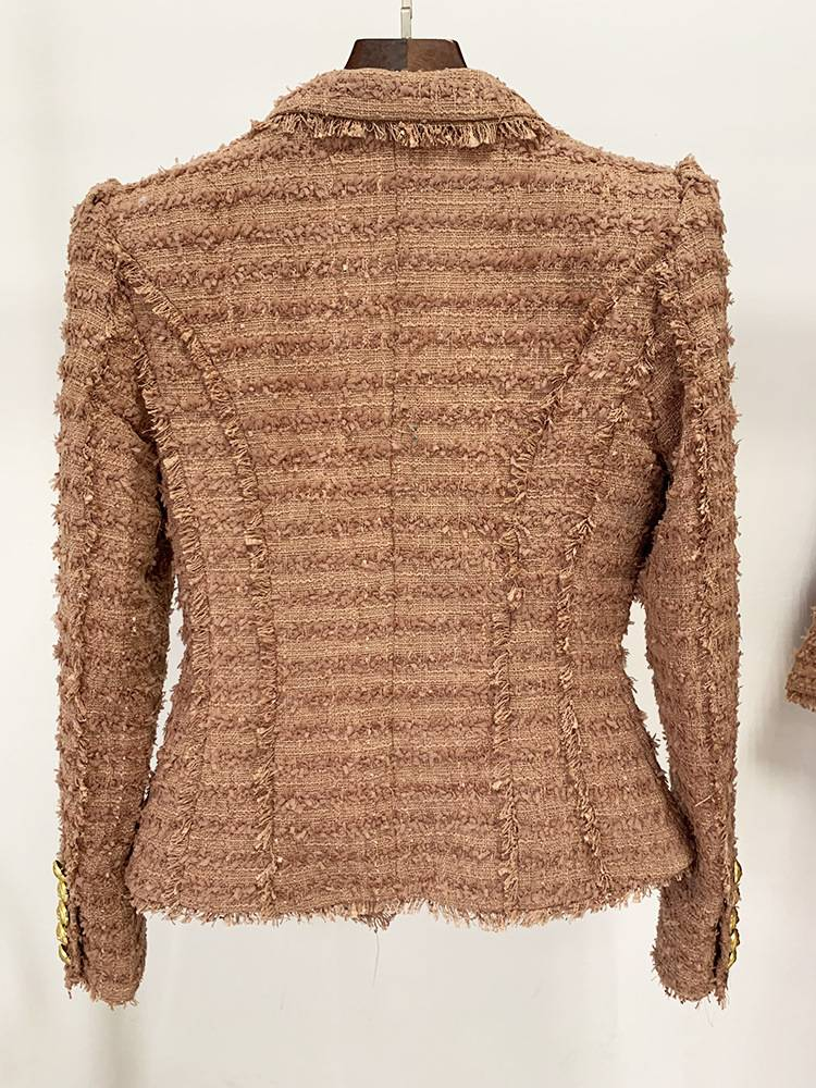 Women's New Style Star Fashion Fringed Tweed Slim Blazer_autovado.com