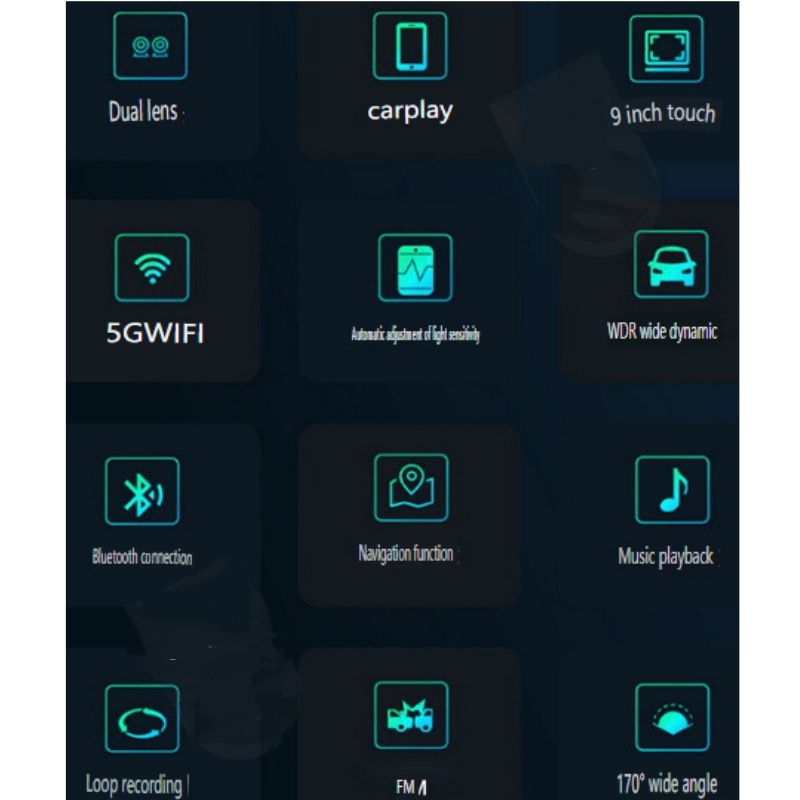 9" Wireless CarPlay Android Auto Display - 4K Dash Cam With 5G WiFi & Light Sensor_autovado.com