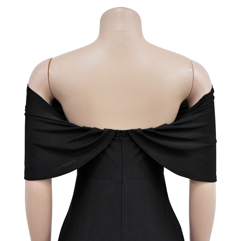 Women's Clothing fashion women's solid color one-shoulder deep V backless fishtail dress_autovado.com