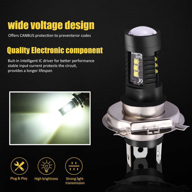 Yuanmheng 2Pcs H4 9003 60W 6000K Car Vehicle LED Headlight High Low Beam Fog Lamp Bulb_autovado.com